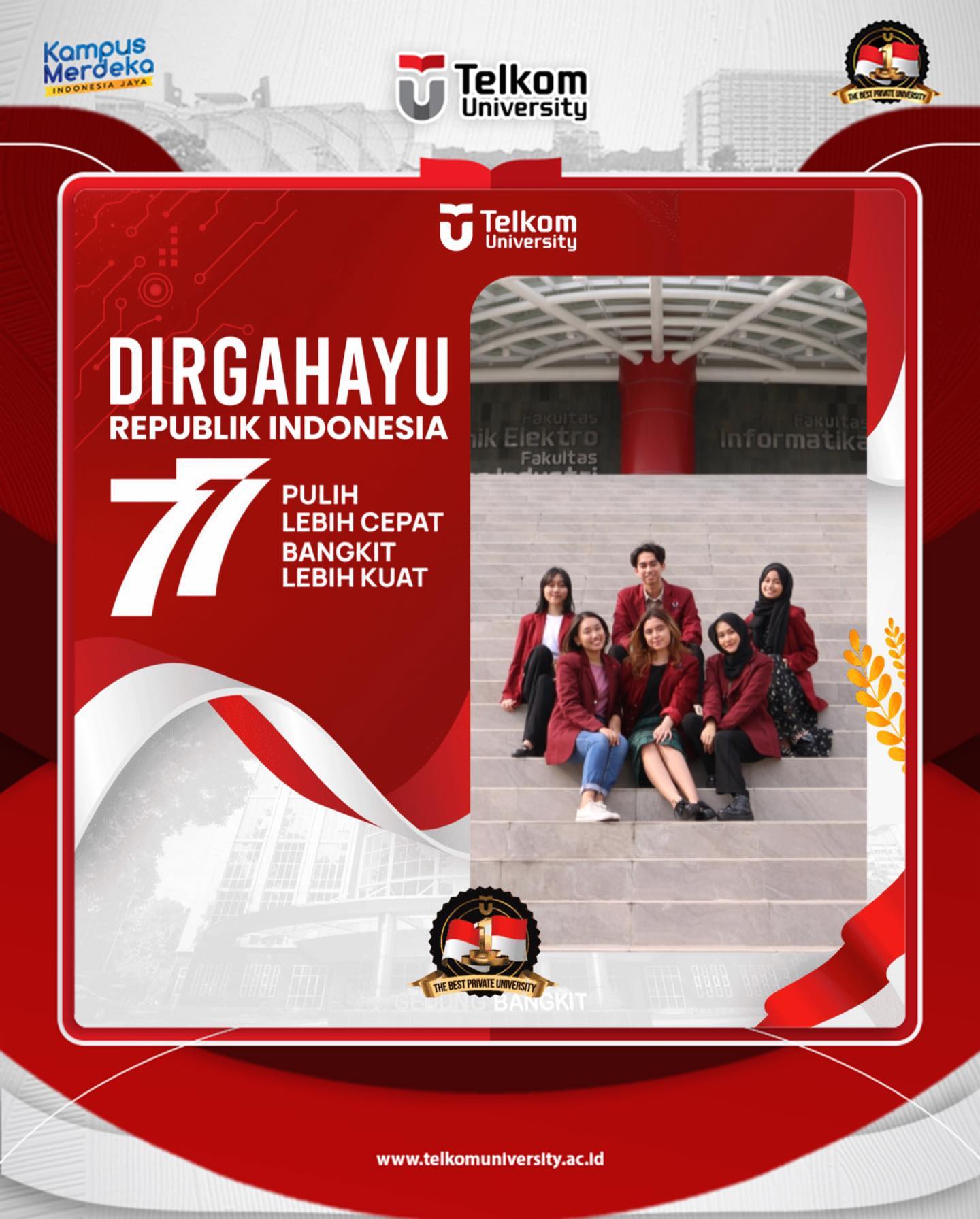 peringatan hut ri ke 77th dengan menggunakan twibbon tel u 17 an 1