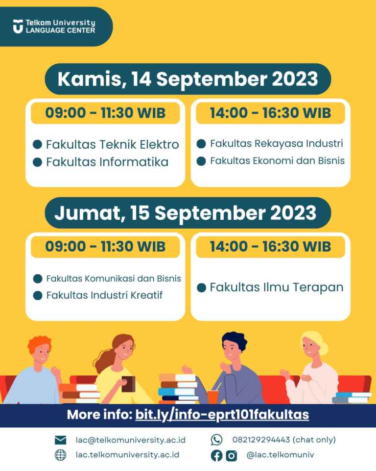 jadwal sosialisasi tentang EPrT® ke fakultas fakultas untuk mahasiswa Telkom University