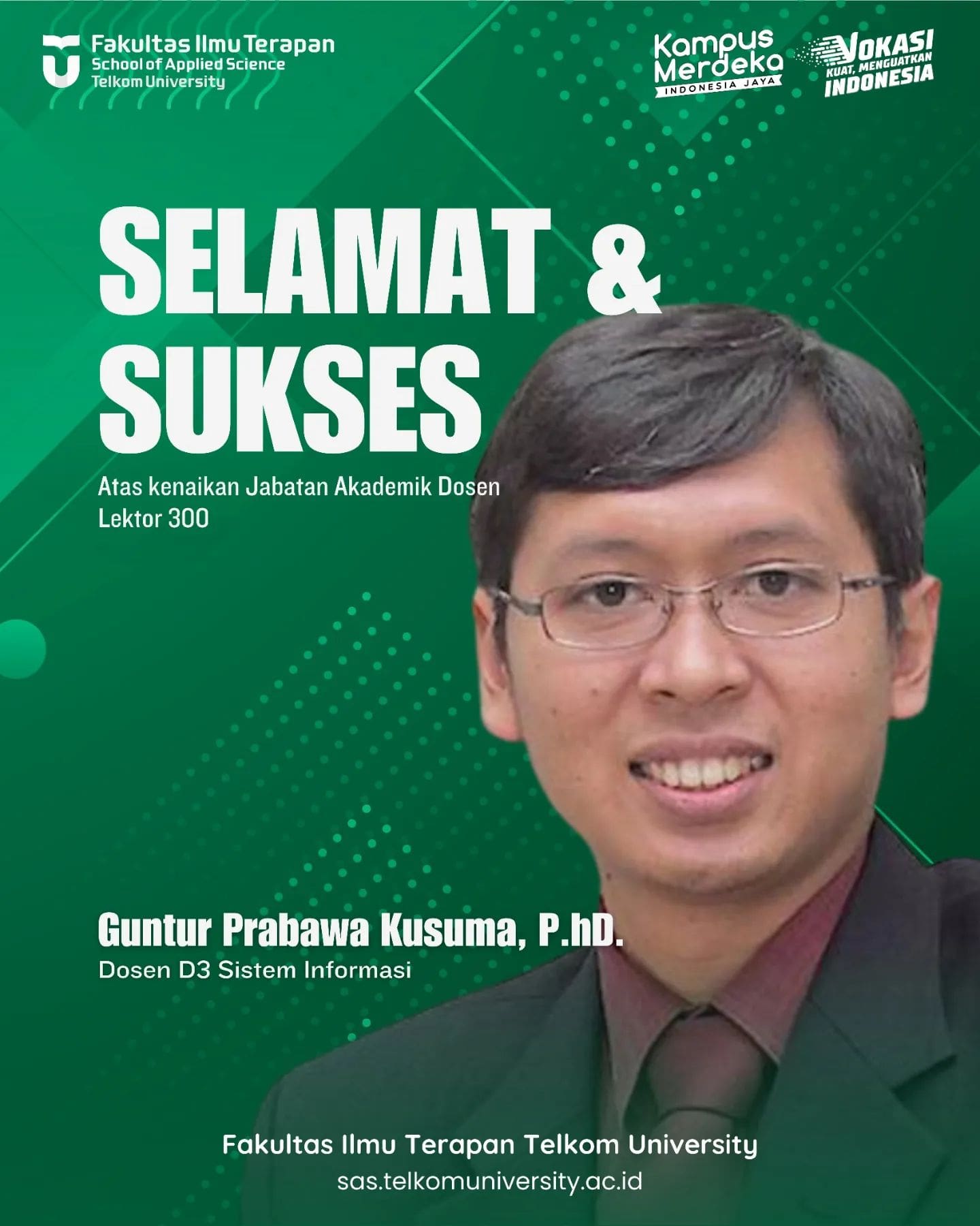 Segenap Civitas Akademika Fakultas Ilmu Terapan Universitas Telkom Mengucapkan S