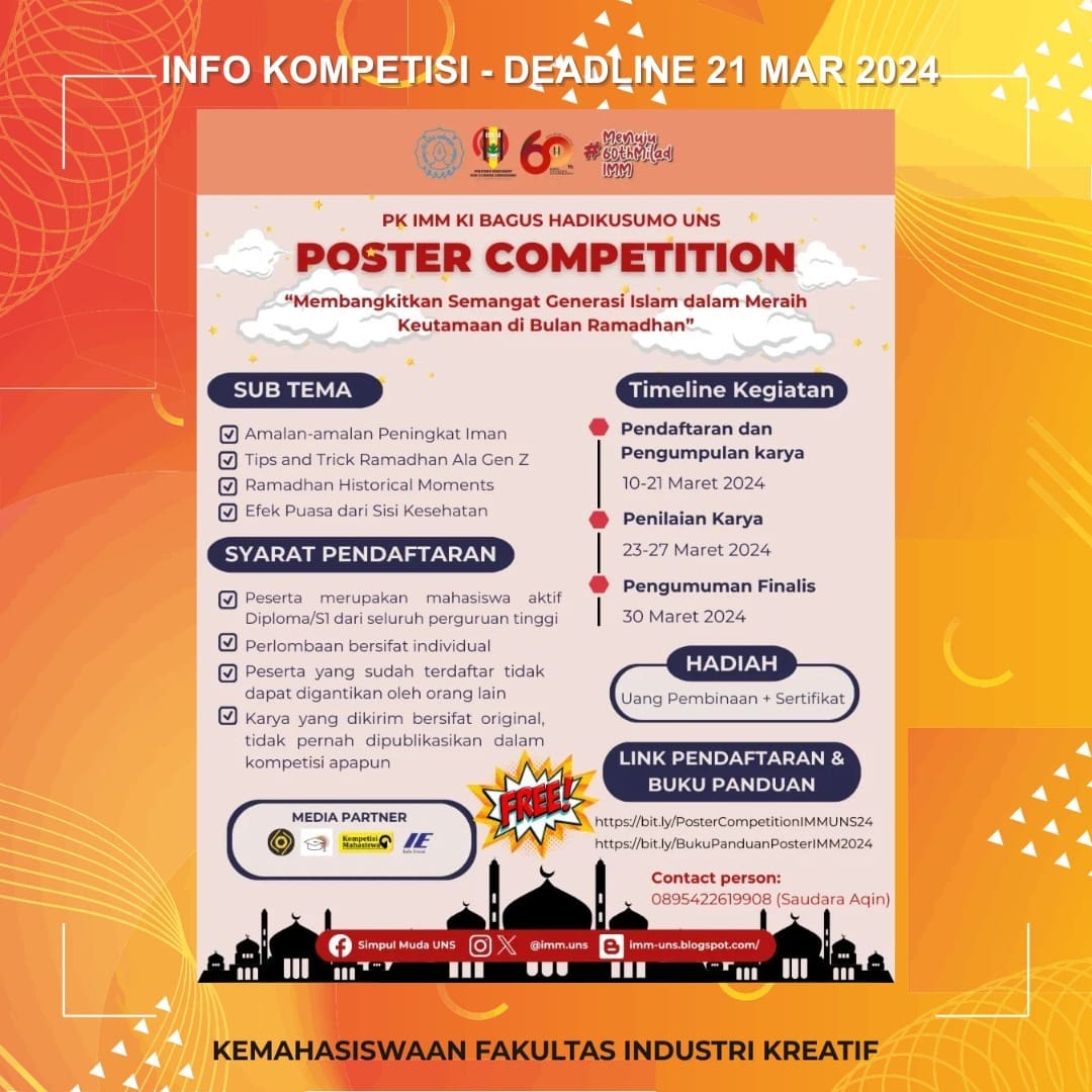 1718167808 INFO KOMPETISI Deadline 21 Maret 2024 More