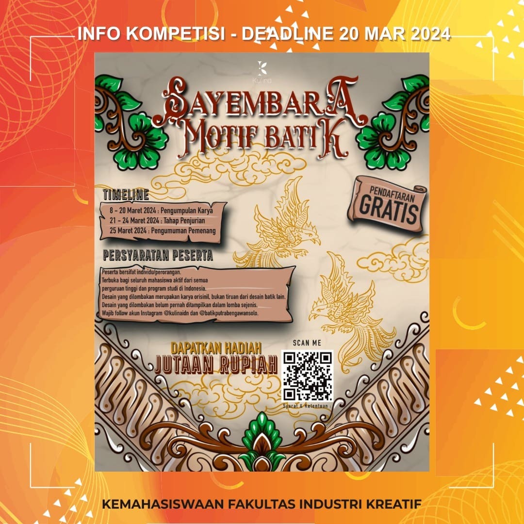 1718380407 INFO KOMPETISI Deadline 20 Maret 2024 More