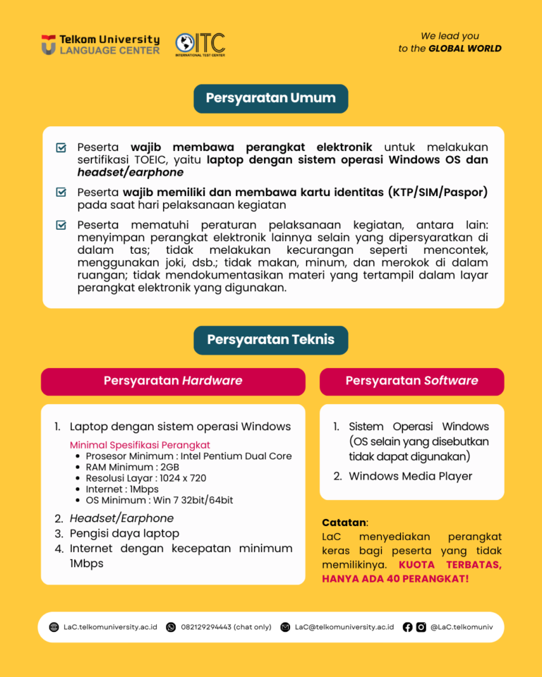 Tes TOEIC untuk Civitas Tel U 2 1