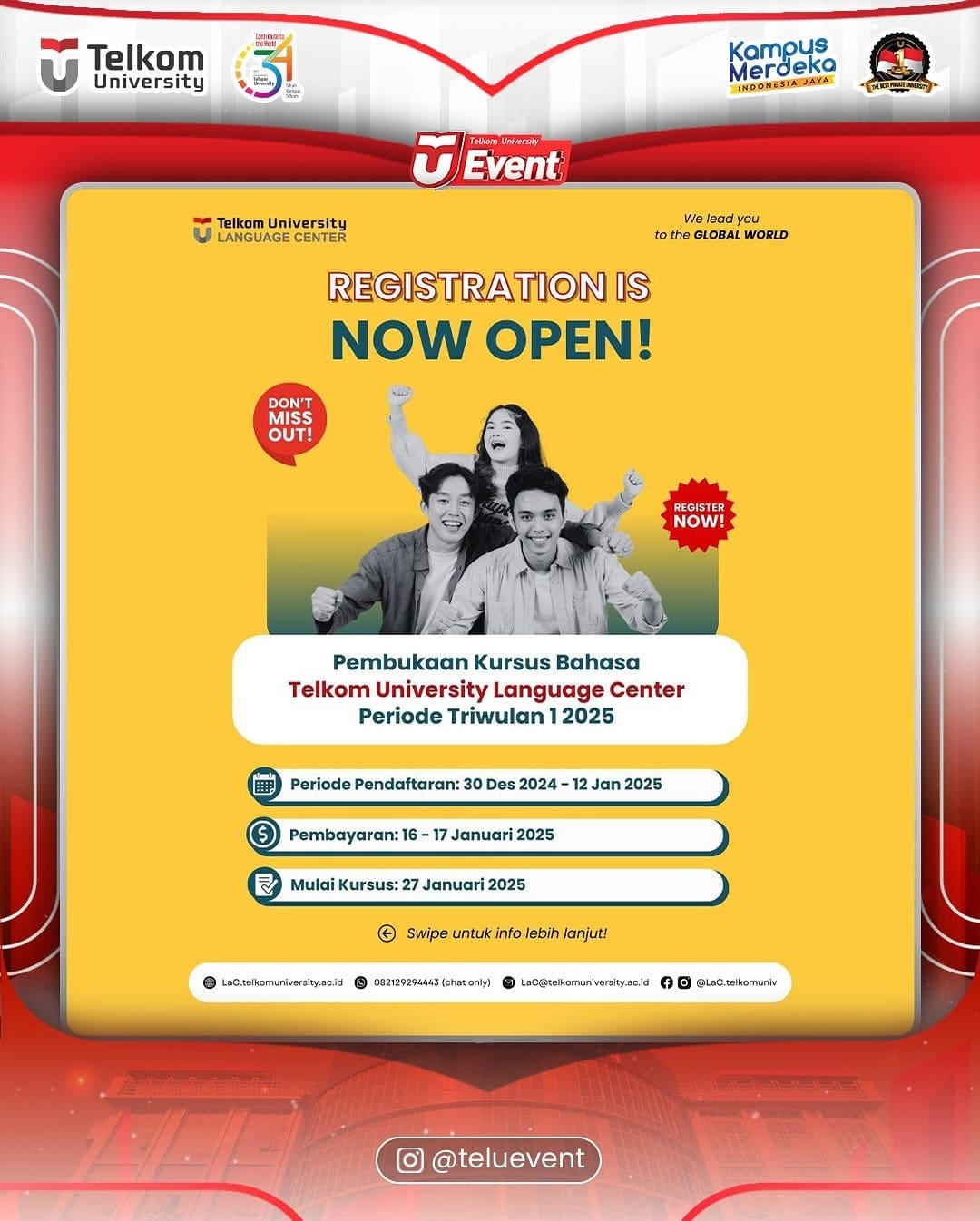 1736883413 PENDAFTARAN KURSUS BAHASA TW 1 2025 TELKOM UNIVERSITY LANGUAGE CENTER