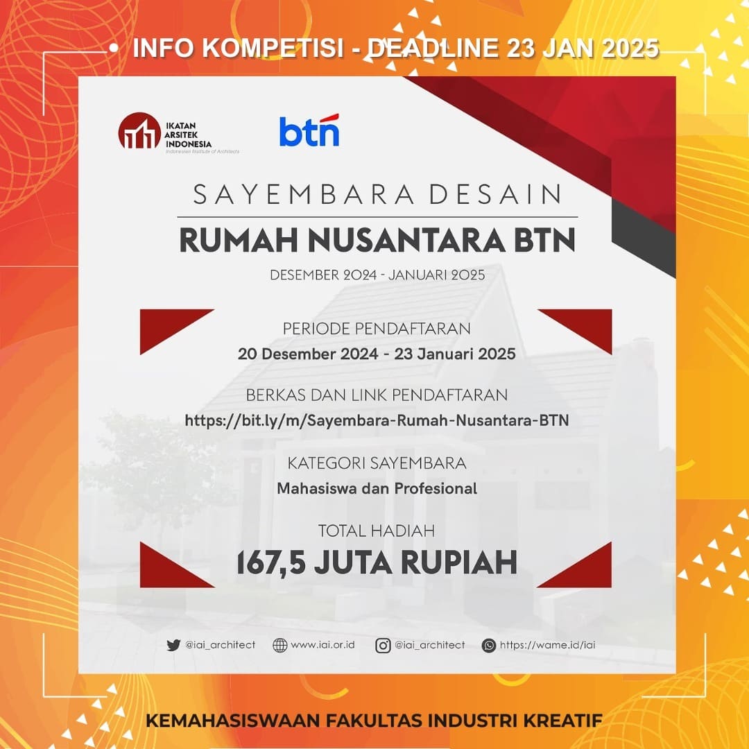 1737093049 INFO KOMPETISI Deadline 23 Januari 2025 More