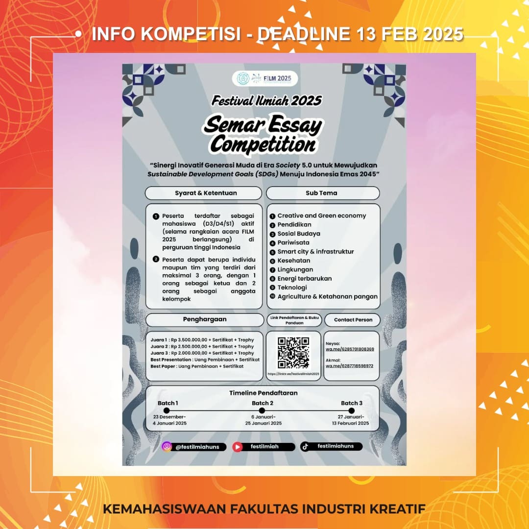 1737671164 INFO KOMPETISI Deadline 13 Februari 2025 More