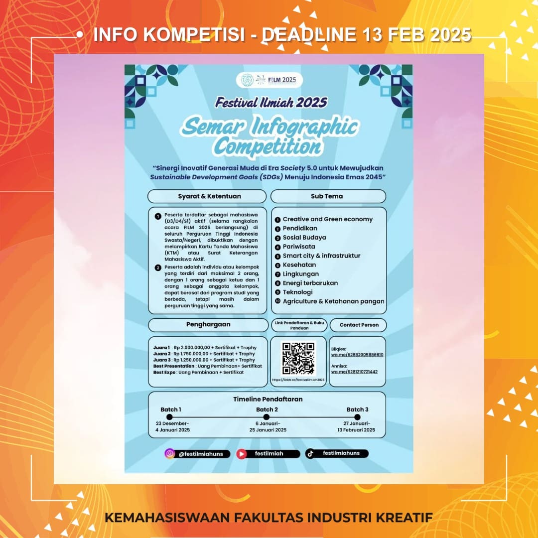 1737721313 INFO KOMPETISI Deadline 13 Februari 2025 More