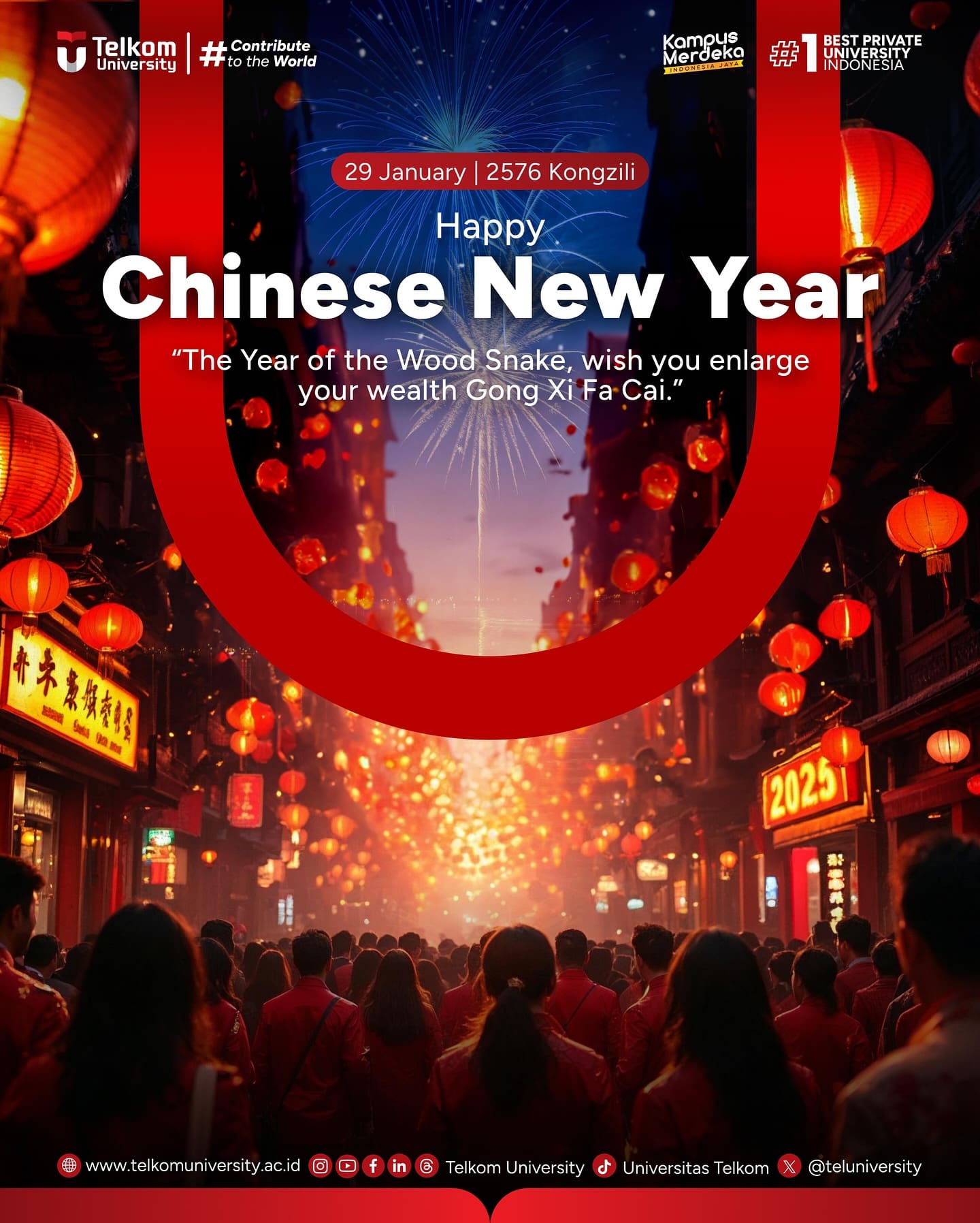 1738124375 HEI TelUtizen Seluruh Civitas Academica Telkom University mengucapkan Happy Chi