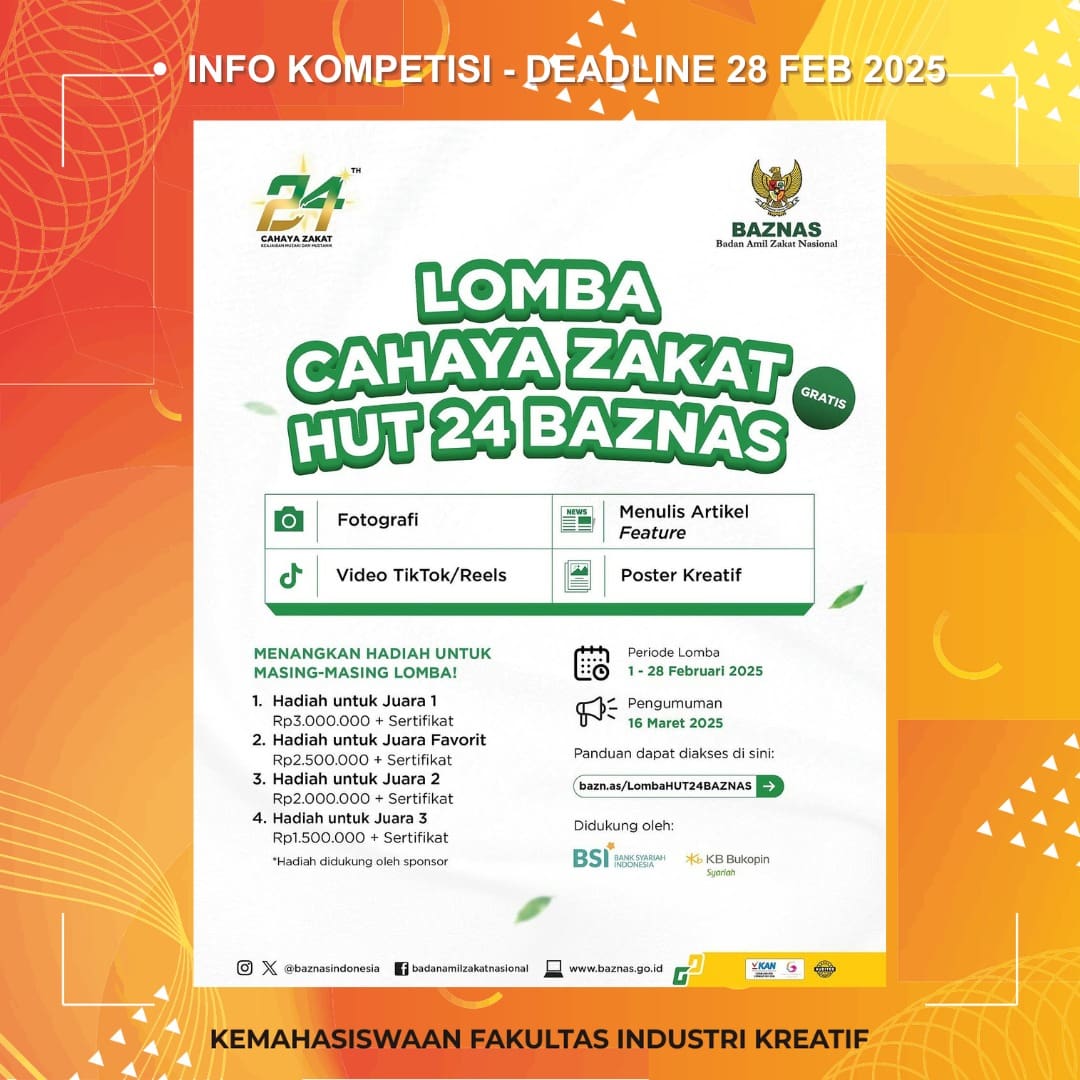 1740074084 INFO KOMPETISI Deadline 28 Februari 2025 More