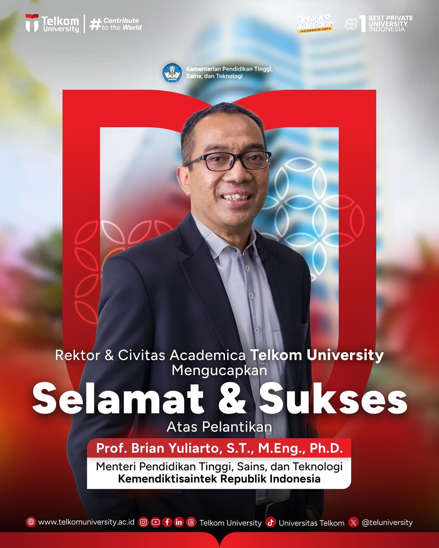 1740232956 HEI TelUtizen Segenap civitas academica Telkom University mengucapkan selamat d