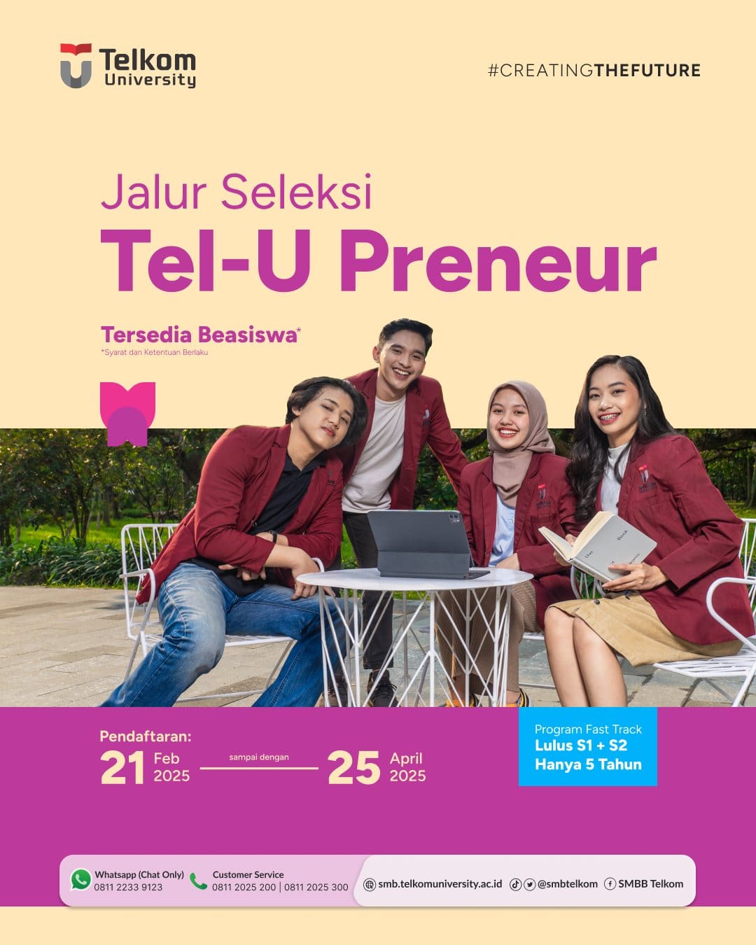 1740280123 Telah Dibuka Jalur Seleksi Tel U Preneur Kamu seorang pengusaha muda