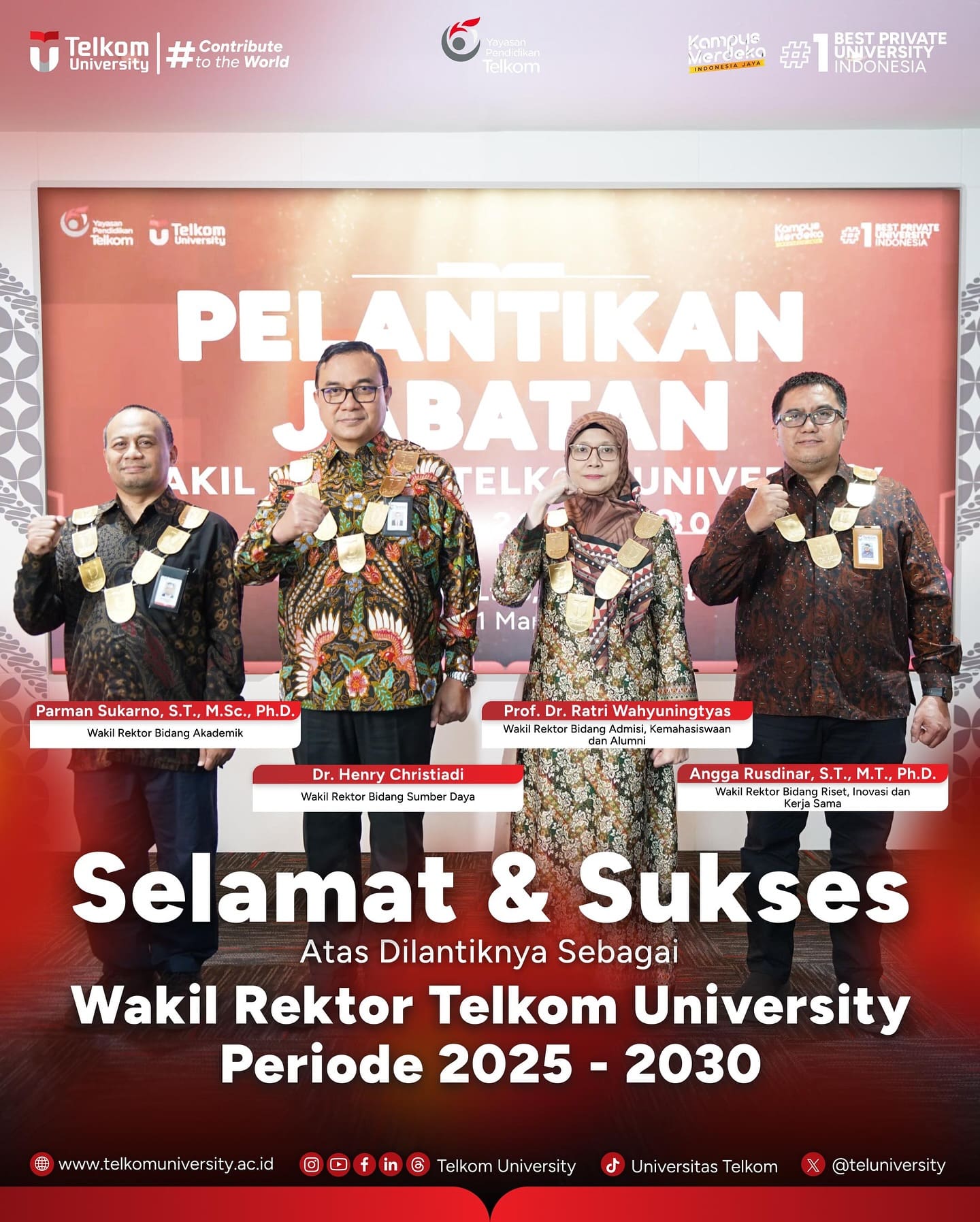 1741703099 HEI TelUtizen Civitas Academica Telkom University mengucapkan selamat atas dila