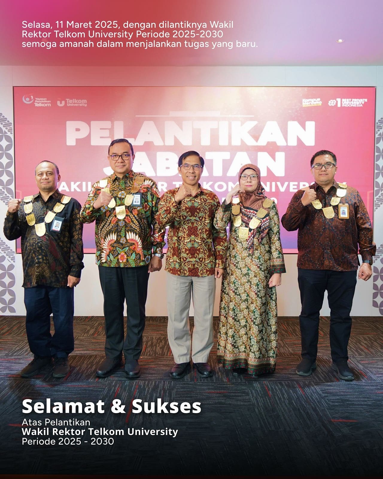 1741707267 Selamat atas dilantiknya Jajaran Wakil Rektor Telkom University periode 2025