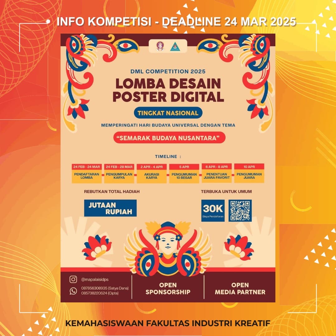 1741941837 INFO KOMPETISI Deadline 24 Maret 2025 More