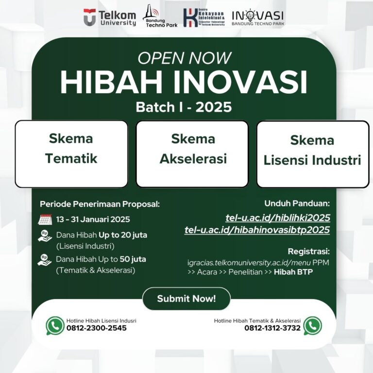Pembukaan Penerimaan Proposal Hibah Inovasi Bandung Techno Park Batch I 2025