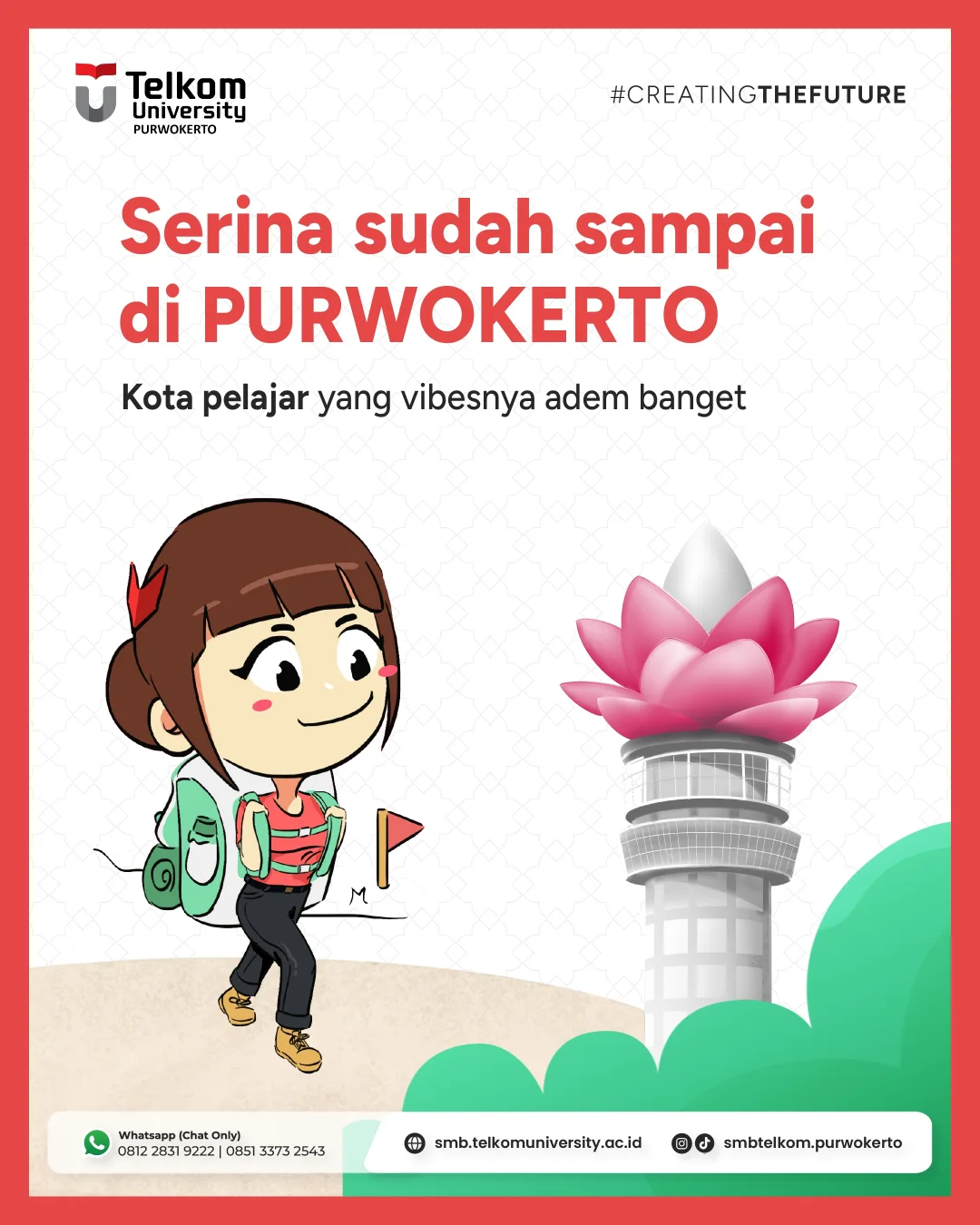 Serina akhirnya tiba di Purwokerto, kota pelajar yang vibes nya adem